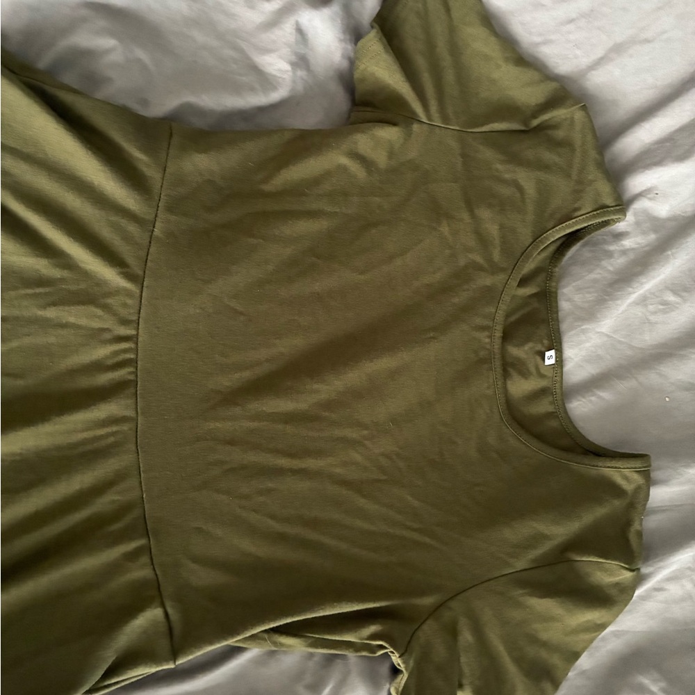 Olive Green Women’s Short-Sleeve Peplum Top